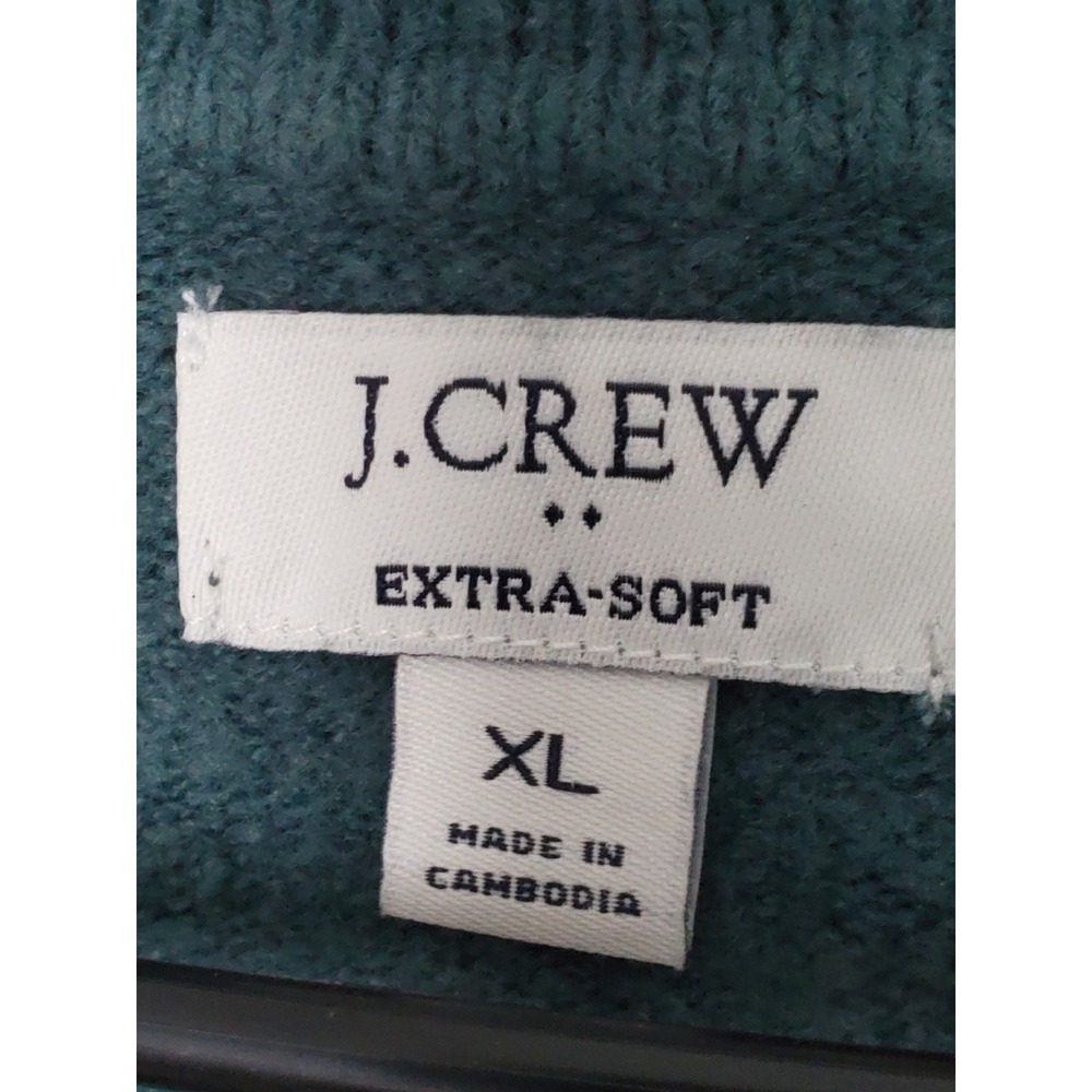 J.Crew Johnny Collar Wool Blend Teal Blue Extra-Soft Knit Pullover XL Preppy - Picture 7 of 8